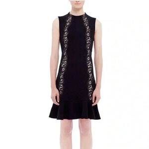 Rebecca Taylor black lace ruffle midi dress